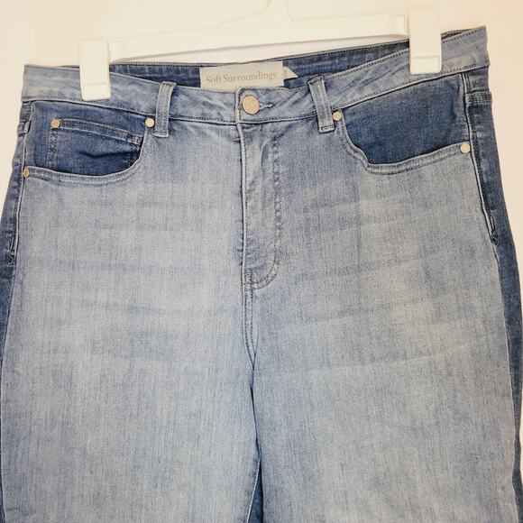 Soft Surroundings womens two tone light and dark blue straight leg jeans size 16 - Picture 5 of 11